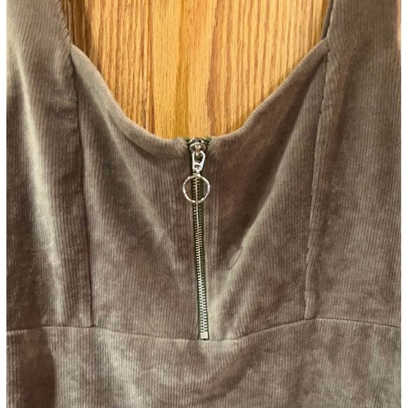 Wild Fable Brown Corduroy Sleeveless Zip Front‎ Mini Dress Juniors Size Large - Picture 3 of 4